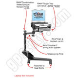 RAM Mount Chevrolet and GMC Dual Arm Laptop Vehicle Deluxe Seat Mount