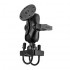 RAM Mount Aluminum 1.5'' Ball with 2.5'' dia Plate and Dual U-Bolt Rail Base on Short Arm
