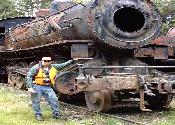 The Locomotives in the Wilderness - Note the GPS in hand...