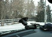 Suction camera mount inside windshield