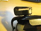 Belt clip attached showing space between clip and cradle