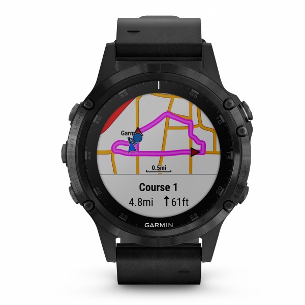 GARMIN fēnix 5 Plus Sapphire Black Garmin fenix 5 Plus Sapphire Black with Black Leather Band