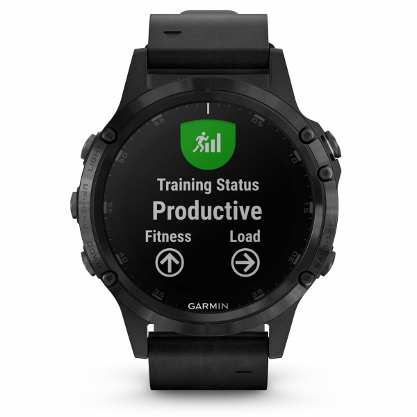 Garmin fenix 5 Plus Sapphire Black with Black Leather Band