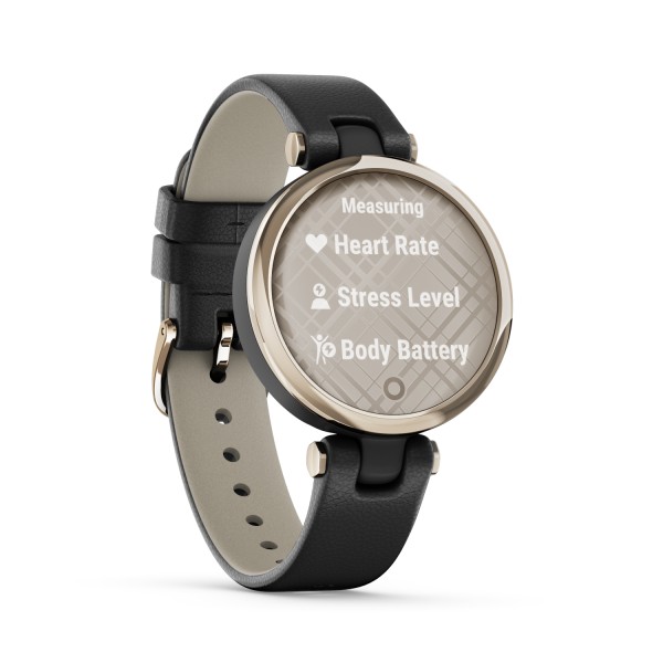 Garmin Lily Smartwatch Cream Gold with Black Case and Italian
