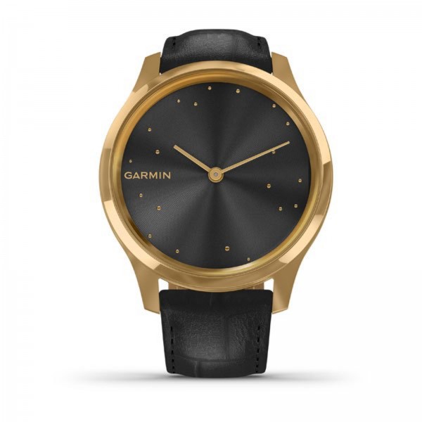 時計 GARMIN vivomove Luxe Black Embossed 42mm Garmin vivomove Luxe 24K Gold with Black Embossed Italian Leather Band
