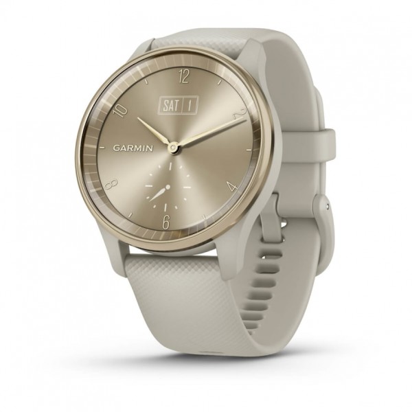 【美品】Garmin Vivomove Trend White (7025) Garmin vivomove Trend Cream Gold with French Gray Silicone Band