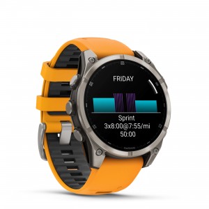 Garmin fenix 8 47mm AMOLED Sapphire Titanium with Spark Orange and
